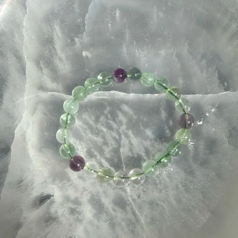 Rainbow Fluorite Crystal Bracelet Stretch Jewelry