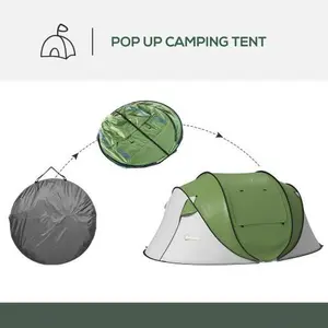 Bellemave  Outsunny Pop Up Tent, Instant Camping Tent with Porch and Carry Bag, 3000mm Waterproof, for 2-3 People, Green