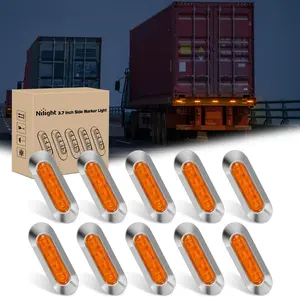 Nilight 10PCS Amber Oval 4-LED Side Marker Lights, 3.7 Inch IP68 Waterproof Clearance Lamp with Chrome Bezel, DC 12-24V Truck Accessories Universal for Car Auto Trailer Boat Deck