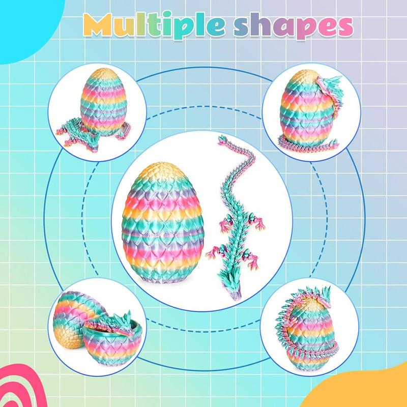 1pcs 3D Printed Dragon Egg with Dragon Inside, Mystery Crystal Dragon Egg for Easter Basket Stuffers, Easter Basket Essentials, Home Office Desktop Decor for Easter, Valentine's Day and New Year
