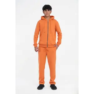 Orange Sweatsuit - Full Zipper Cotton Fleece