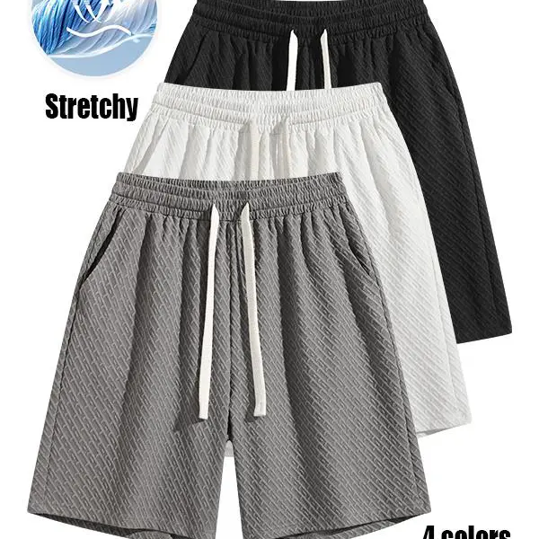 Men’s solid pocket shorts, lightweight breathable shorts, stylish striped design, casual breathable comfortable shorts, suitable for daily leisure walks or exercise, running, and fitness training, men’s all-season shorts.