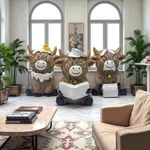 Creative Three-Piece Paper Towel Duck Cow Statue Set, Book Reading Decorative Figurine, Home Office Desk Ornament, Non-Toxic Material