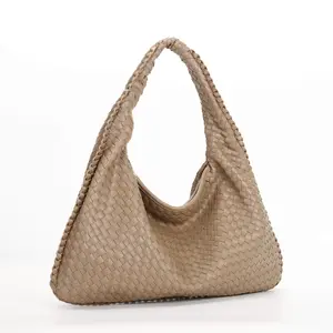 CALYX Angle Simple and Stylish Women's Woven Tote Bag - Slip On Closure, Vegan Leather Shoulder Bag for Work, Travel, Shopping and More - T3305 - S1