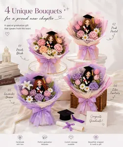 Handmade Amigurumi Crochet Graduation Bouquet Doll - Festive Party Gift, Keepsake for Graduates