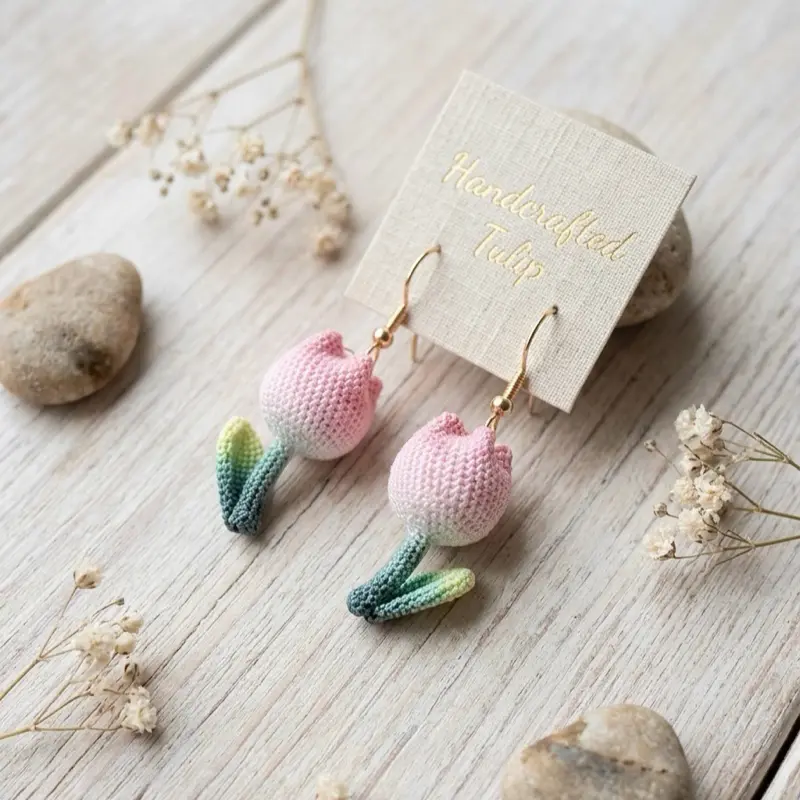 Handcrafted Micro-Crochet Tulip Earrings
