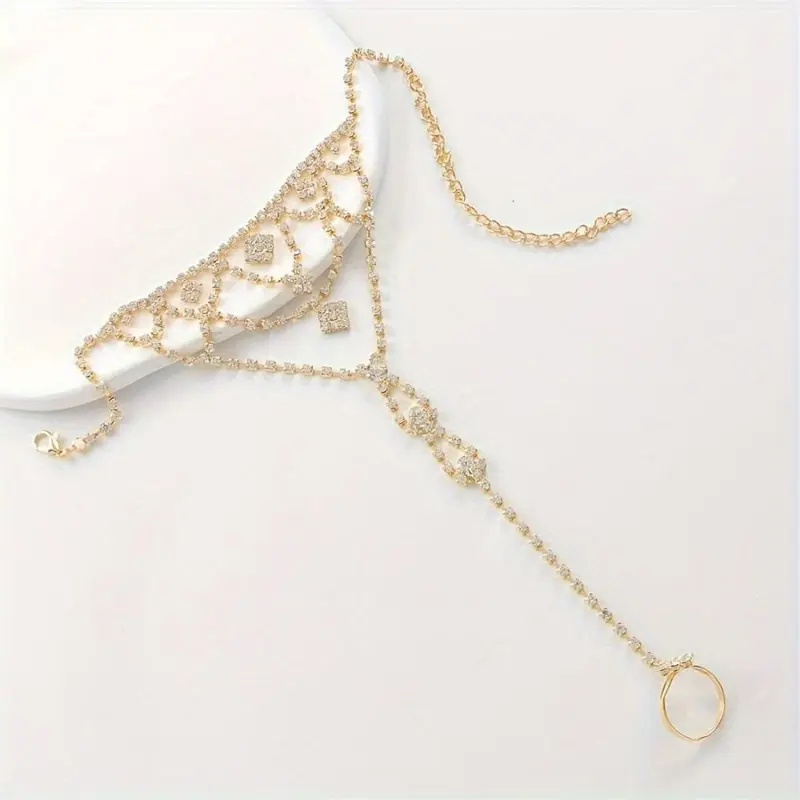 Beach Holiday Jewelry Set - Sparkling Synthetic zircon Toe Ring, Anklet, and Body Chain - Sexy Vacation Accessory for Party and Travel