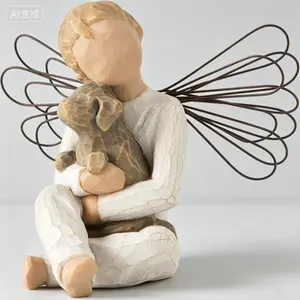 Hand-Painted Angel Sculpture, Comforting Figure, Collectible Home Decor, Sculpted Statue, Reusable Gift, Serene Angel Statue