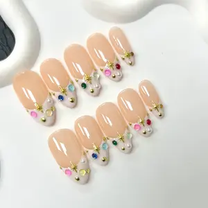 Bare Transparent Starburst Rhinestone Nail Tips, Elegant Almond Shape, Accents, Perfect for Daily Wear & Special Occasions