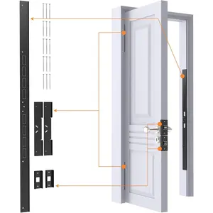 5- Door Reinforcement Set for Jamb,Frame & Hinges Door Lock ,Door Jamb Reinforcement Set,Anti Door Kick in Heavy Duty Striker Plate Kit,Tamper/ Proof Door Jamb Repair Kit (Black)