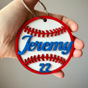 Sport Bag Tags Baseball 3.5", Personalized Baseball Team Gift, Baseball Backpack Keychain, Baseball Personalized Keychain 3D, Bulk Baseball Gift, Gift For Kids