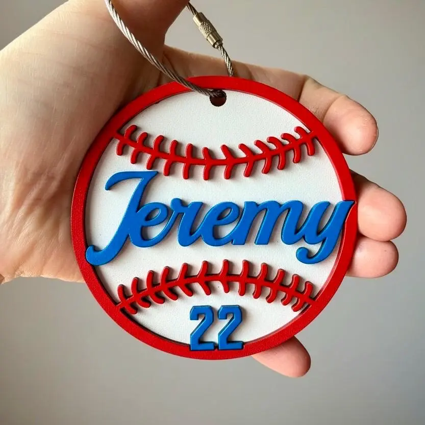 Sport Bag Tags Baseball 3.5", Personalized Baseball Team Gift, Baseball Backpack Keychain, Baseball Personalized Keychain 3D, Bulk Baseball Gift, Gift For Kids
