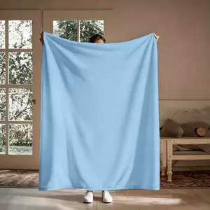 Soft Cozy Light Blue Solid Flannel Throw Blanket, Versatile Warm Blanket for Couch, Bedroom, Travel, Ideal Gifts for Mom, Dad, Friends, All Season, Lightweight Breathable