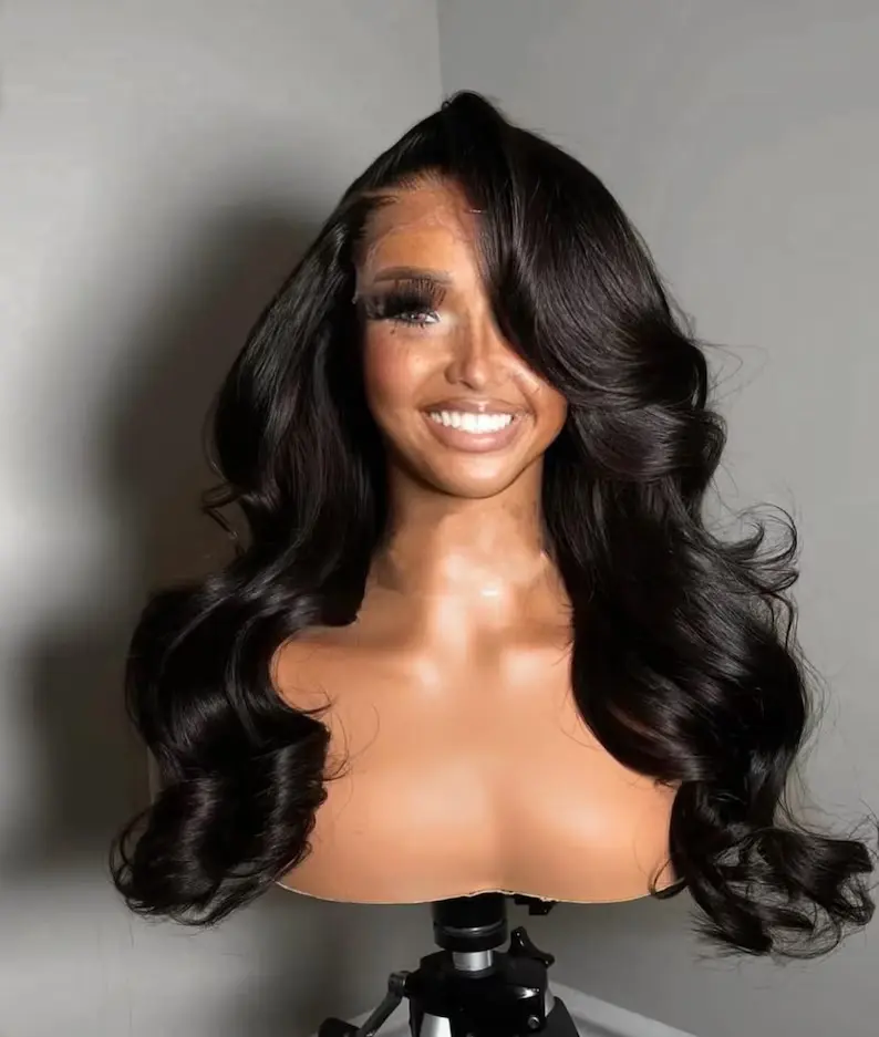 Women's Full Synthetic Lace Front Wig, Glueless Body Wave HD Transparent Lace Wig with Pre-Plucked Baby Hairline, Heat-Resistant Long Voluminous Style for Daily & Party Makeup Styling, Full Synthetic Lace Front Wigs, Glueless Body Wave Synthetic Lace Fron