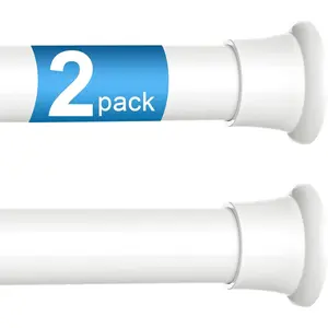 2pack Tension Curtain Rod 30 to 62 Inch White Adjustable Expandable No Drilling Spring Loaded Curtain Rods for Windows Bedroom Doorway Closet