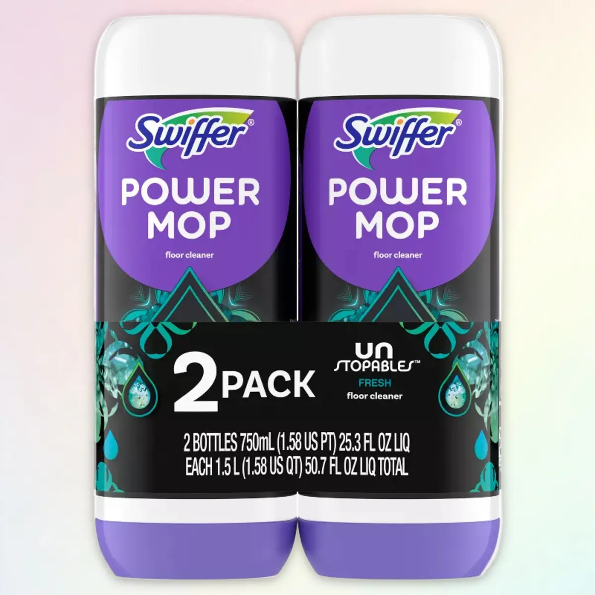 Swiffer PowerMop Solution Refill Unstopables Fresh 2ct - Floor Cleaning Solution, 2 Pack