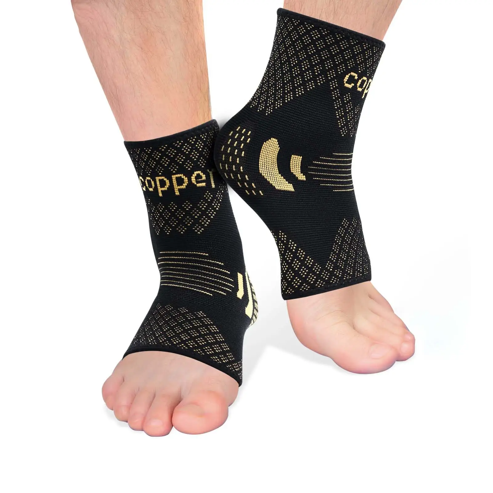 Lightweight Breathable Copper Ankle Pads (1 Pair), Suitable for Tennis, Long Jump, Mountain Climbing and Other Sports