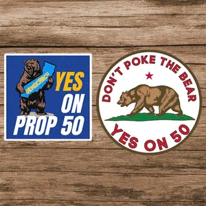 California Yes On 50 Sticker Car Magnets, Support Proposition 50 Sticker Car Magnets, Protest California Sticker Car Magnets