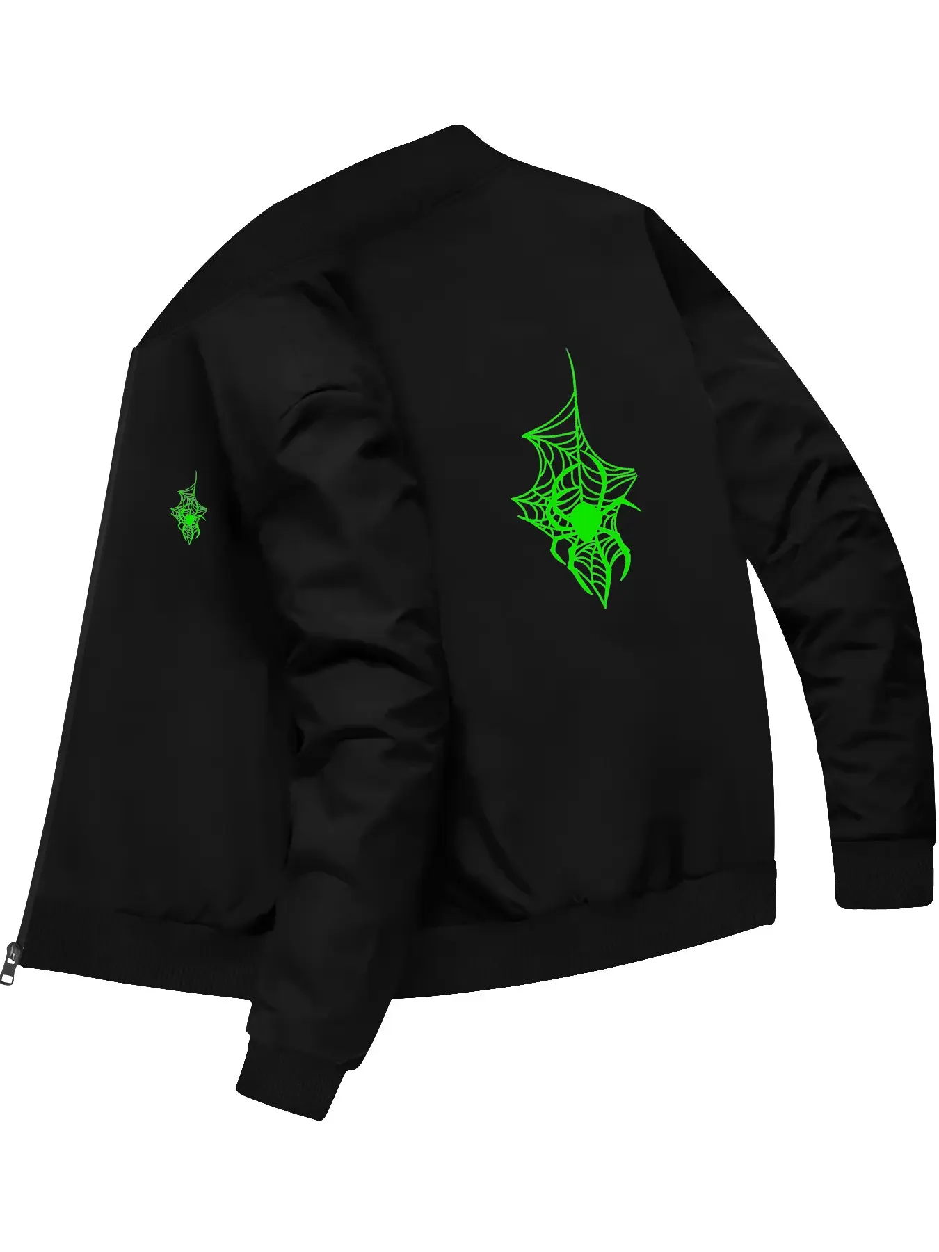 Trendy Personality Men's Spider Web Pattern Long Sleeve Bomber Jacket Stylish Jacket for Daily Street Fashion and Casual Wear Coats Menswear