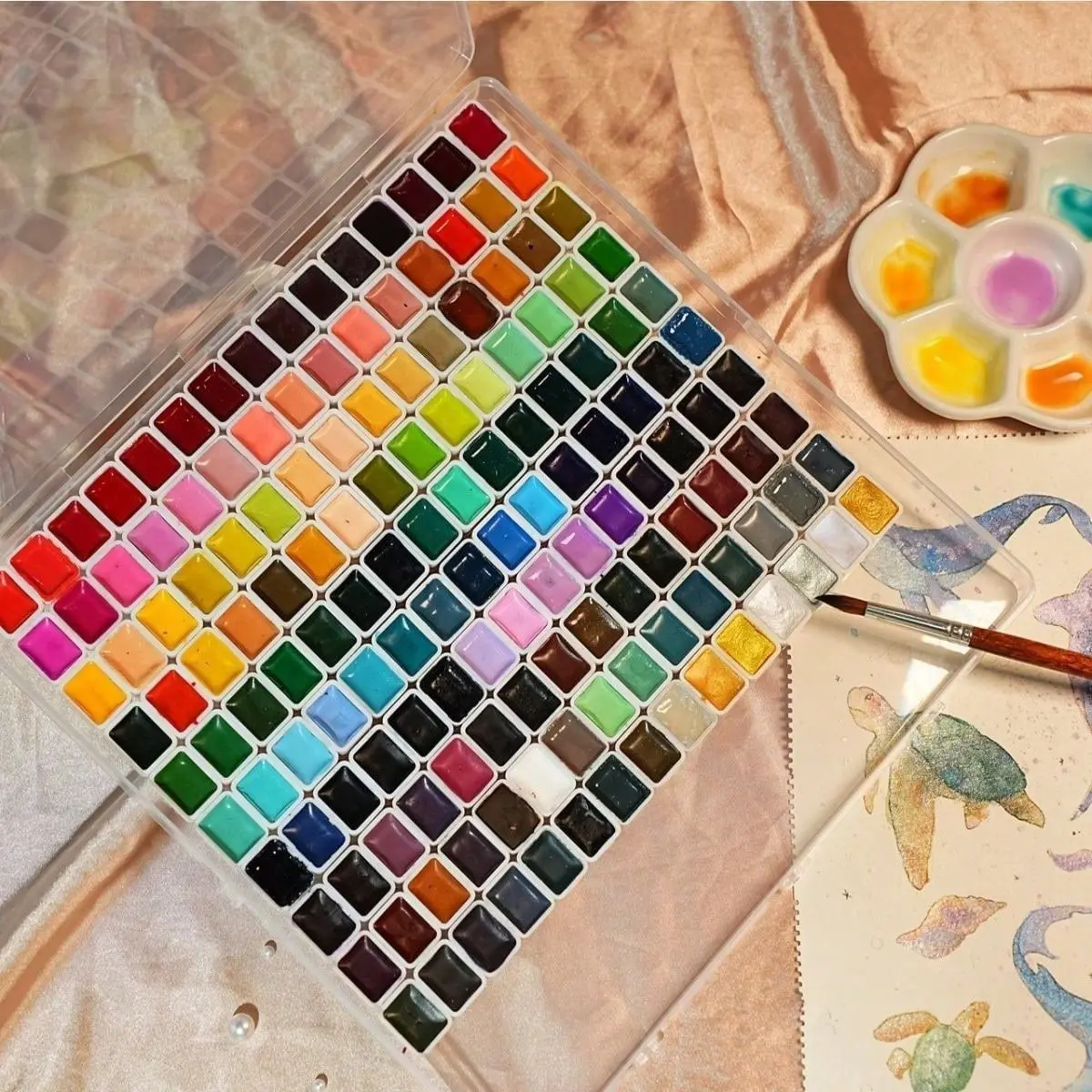150 Shades Watercolor Paint Box, Premium Non-Toxic Pearlescent Watercolor Paints, Professional Art Supplies for Adult Artists, Perfect for Painting, Sketching and Daily Art Creation