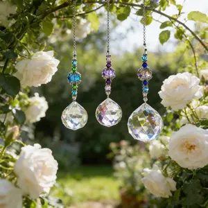 Crystal Fan Zipper Set, New Arrival, 3-Piece Transparent Crystal Prism Ball, Rainbow Prism Light Catcher, Christmas Ornament, Durable Fashion Design