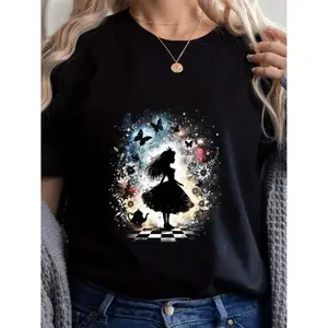 Made in USA, #Alice in W0nderland Unisex T-shirt, Graphic Tee for All Seasons Perfect Gift for Friends and Family Casual Crew Neck Short Sleeve Top, Cartoon Shirt