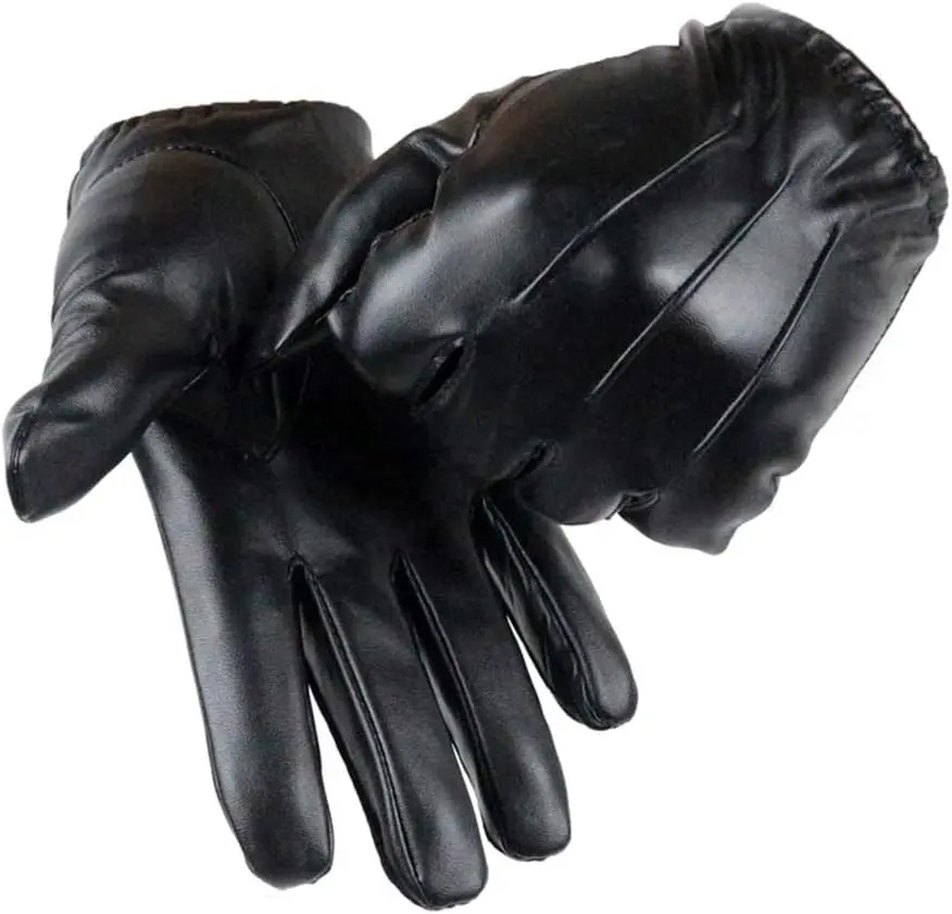 Men Leather Touchscreen Gloves Winter Driving Warm Wrist Gloves(Gift)