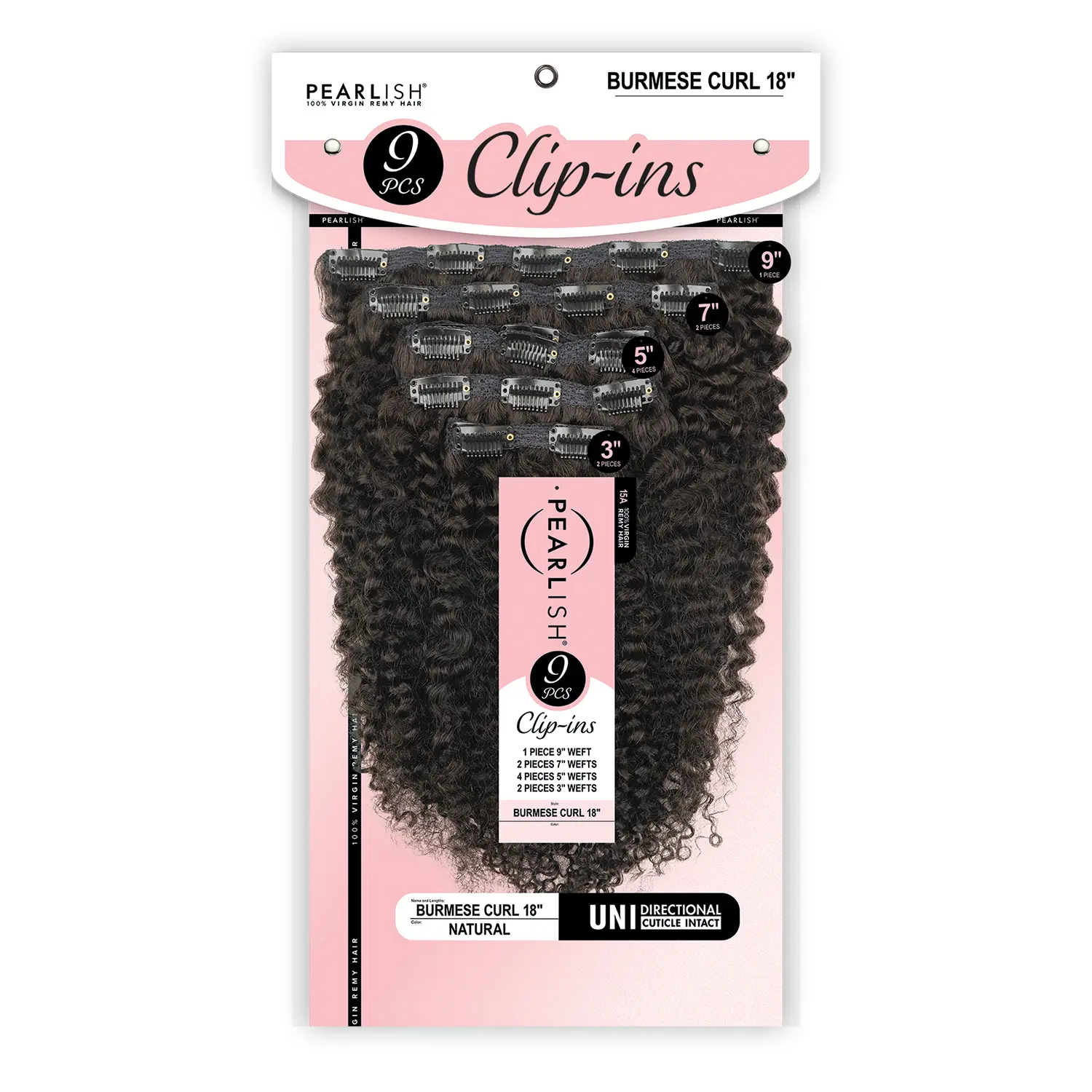 Sensationnel Virgin Remy Human Hair Weave Pearlish Clip-Ins Burmese Curl 18"