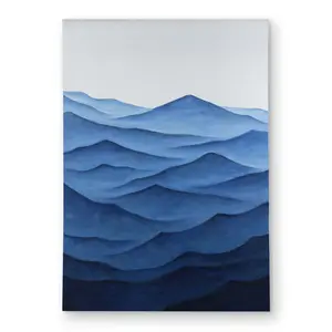 212 MAIN 5x7 ft Rectangular Durable Weatherproof Indoor-Outdoor Area Rug - Dark Calm Ocean Waves Design, Marine Theme, Coastal Vibe, for Living Room, Patio Decor