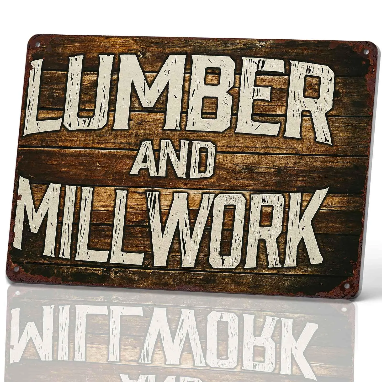 Lumber and Millwork Metal Tin Sign 8x12 Inch Vintage Wall Decor Retro Rustic Plaque for Garage Workshop Man Cave Farmhouse Wall Art Gift for Woodworking Lovers