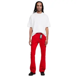 FWRD DENIM NEW YORK Men's Stacked Jeans Inseam Size 36 for All Sizes Red Distressed Style
