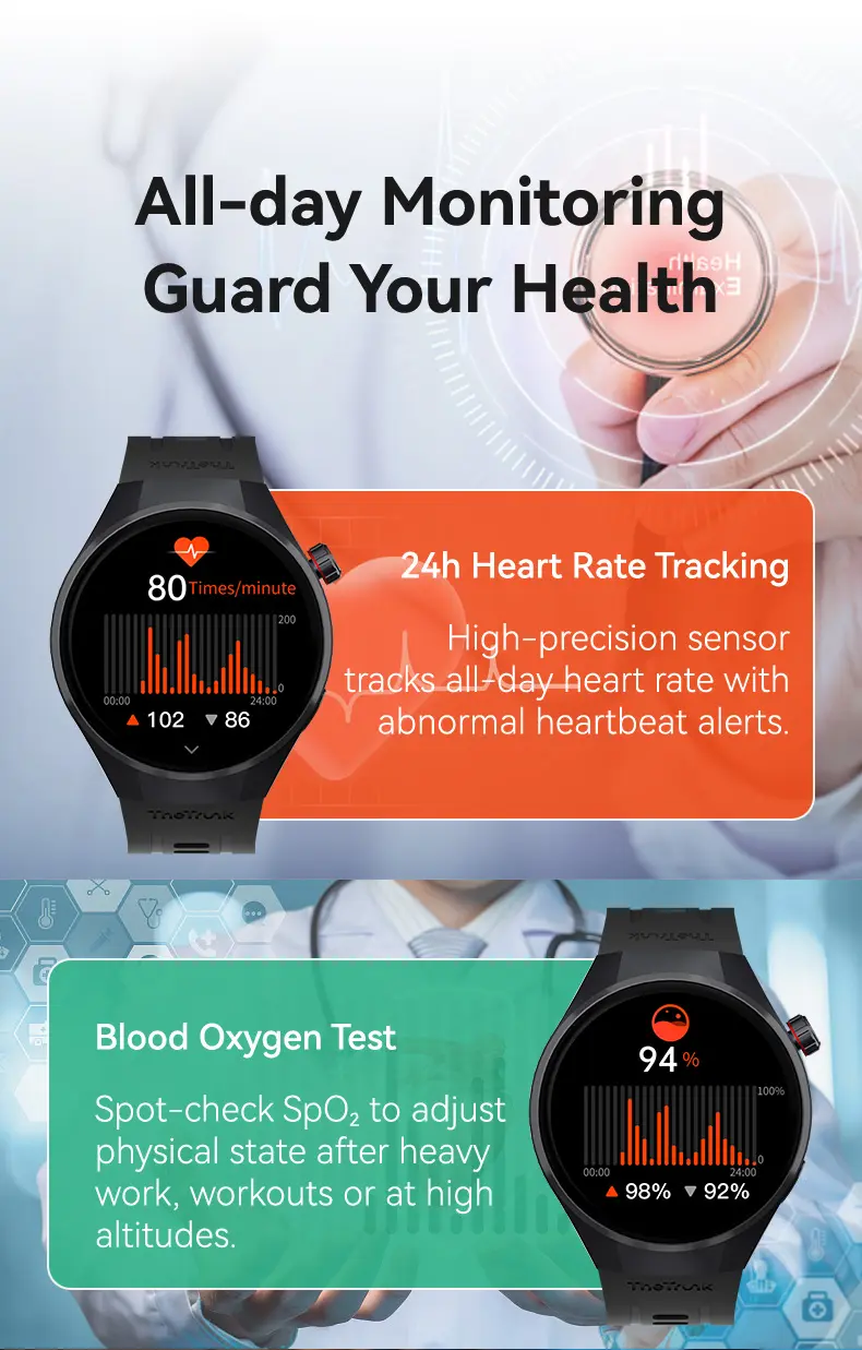 TheTrunk Wireless Waterproof Smartwatch for Men and Women - 4 Bands, Bluetooth Calling, 7-Day Battery, IP68 Waterproof, Heart Rate Sleep Monitor, UV Light Camera, Phone Android Compatible, Daily Wear, tiktokshopstockup Gift, Reloj Inteligente Deportivo