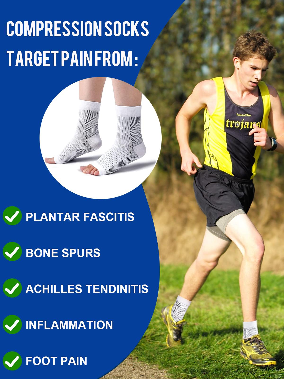 Open Toe Compression Ankle Socks with Arch Support, Breathable Stretch Design for All-Day Comfort, Ideal for Plantar Fasciitis Relief, Walking, Running, Standing Work and Daily Casual Wear