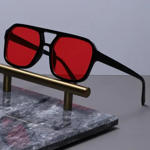Fashionable Versatile Double-Bridge Aviator Eyeglasses for Everyday Use, Summer Geometric-Frame Tinted-Lens Fashion Eyewear, Great Travel Accessory, Trendy Casual Aviator