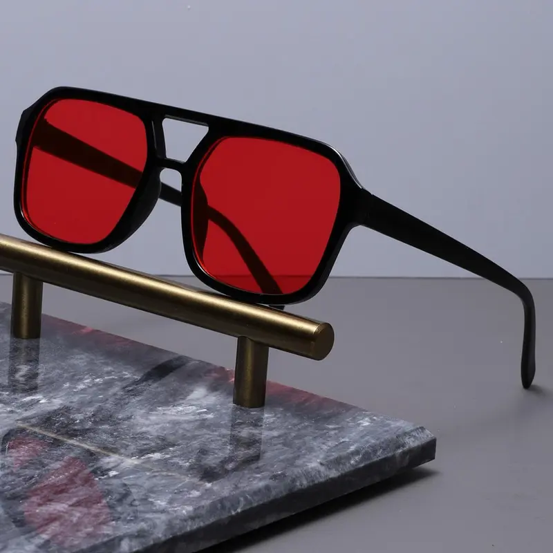 Fashionable Versatile Double-Bridge Aviator Eyeglasses for Everyday Use, Summer Geometric-Frame Tinted-Lens Fashion Eyewear, Great Travel Accessory, Trendy Casual Aviator