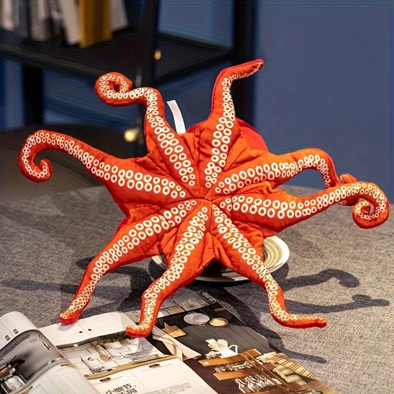 40Cm/15.74In Red Simulated Octopus Soft Stuffed Marine Animals Doll Lifelike Octopus Doll for Birthday Gift Home Decor
