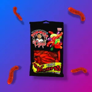 El Cejas Chili Gummy Worms with Chamoy 8 oz