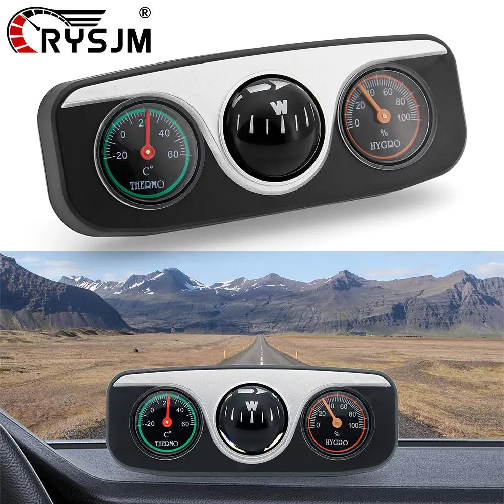 Car Ornaments Decoration 3 in 1 Guide Ball Compass For Auto Boat Vehicles Thermometer Compass Hygrometer Interior Accessories