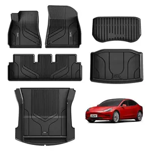3W Tesla Model 3 2021–2026 (Highland) Full Interior Protection Set – Floor Mats, Trunk Mats | TPE Material & All-Weather Defense