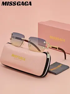 1 Pair MISSGAGA Unisex Frameless Rectangle Frame Plano Glasses Refined design