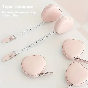 Cute Mini Heart Shape Leather Measuring Tape, Soft Fabric Sewing Ruler, Waist Circumference Measure Tool, Three Measurements Included, Retractable Measuring Tape, Portable Tape Measure