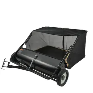 44" Tow Behind Lawn Sweeper 25 Cu. Ft. Leaf & Grass Collector Adjustable Height
