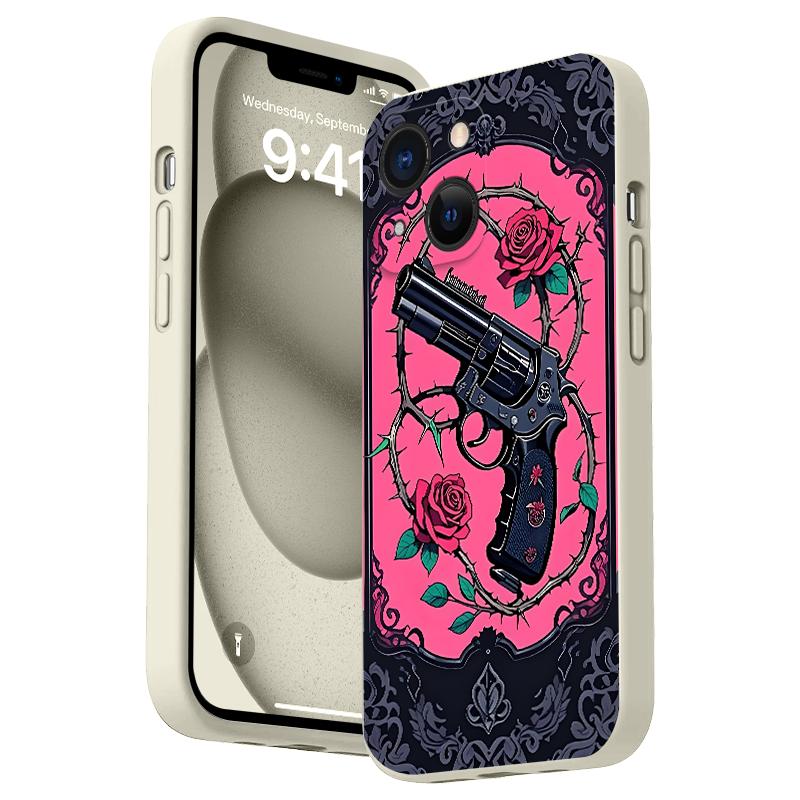 Straight Edge Gun And Rose Pattern Man's Phone Case for iPhone 15 16 14 Pro Max 13 12 11 XR XS Plus Shockproof Non Slip Military-Grade Protection Silicone Cover Cellphone Protective Smartphone Casing Straight Edge Gun And Rose Pattern Man's Phone Case for iPhone 15 16 14 Pro Max 13 12 11 XR XS Plus Shockproof Non Slip Military-Grade Protection Silicone Cover Cellphone Protective Smartphone Casing