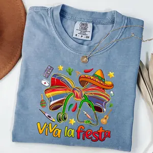 Comfort Colors Cinco De Mayo Nurse Coquette Shirt, Viva La Fiesta Shirt, Mexican Nurse T-Shirt, Mexican Nurse Shirt, Unisex T-Shirt