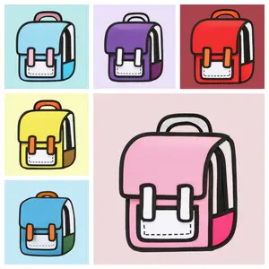 Creative Comic Backpack Adjustable Strap Book Storage Lightweight 2D Comic Student Bag Teenager Daypack