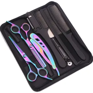 Professional Hairdressing Shears Set - Unisex Adult Right-Hand Orientation, Japanese Stainless Steel, Razor Comb Included, Texturizing Scissors for Wavy Textured Hair, Oil-Free Barber Tool Kit for Salon and Home Use Haircare Heatless