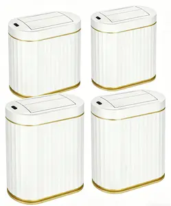 4 Pack Waterproof Smart Sensor Bathroom Trash Can, 2 Gallon Touchless Waste Bin with Lid, Free Trash Bags & Batteries Included, Ideal for Bathroom, Home, Elders & Expecting Mothers