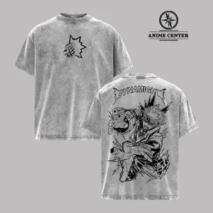 Katsuki Bakugo Dynamight MHA Tank Top & T-Shirt – My Hero Academia Anime Manga Oversized Acid Washed Heavyweight Cotton Top, Gym & Fitness Streetwear, Sportswear Gift for Anime Fans & Anime Lovers
