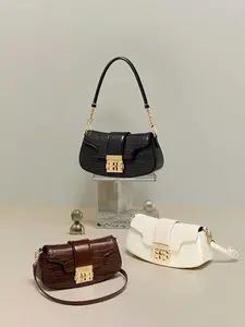 2026JELLYTOYBOY Divergent Twins Rocking Bag Vintage Croc Embossed Crossbody Shoulder Underarm Bag for Women Elegant Compact Design with Detachable Strap Perfect Christmas Gift