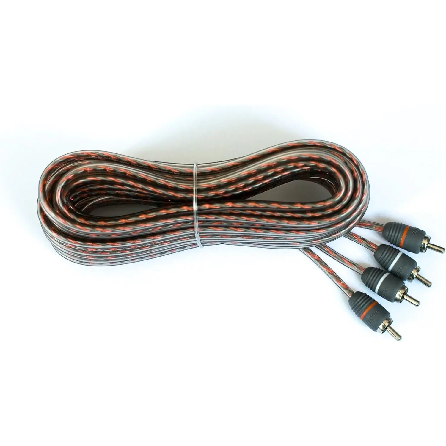 Elite Audio EA-RCA12 Aluminium 2-Ch RCA Cable, 12ft Male-to-Male Twisted Wire Pair with Noise Reduction, Durable Car Audio Connectors, Vehicle Accessories with Protection & Compatibility Features